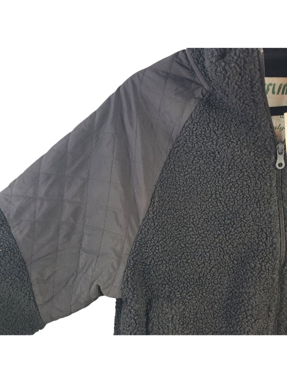 NEW Offline By Aerie Ski Lodge Black Sherpa Jacket With Quilted Sleeves Sz M - Picture 5 of 9